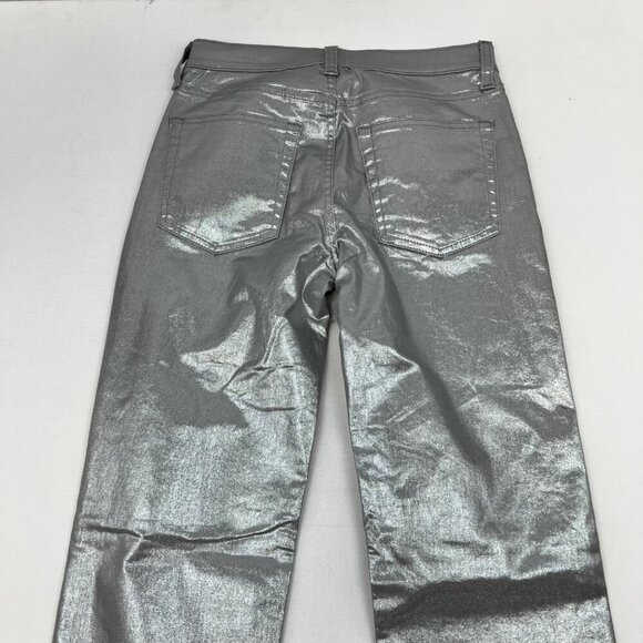 Gap Womens Silver Metallic 90s Loose Fit Pants Mid Rise Vented Cuff Size 0R - Picture 6 of 9